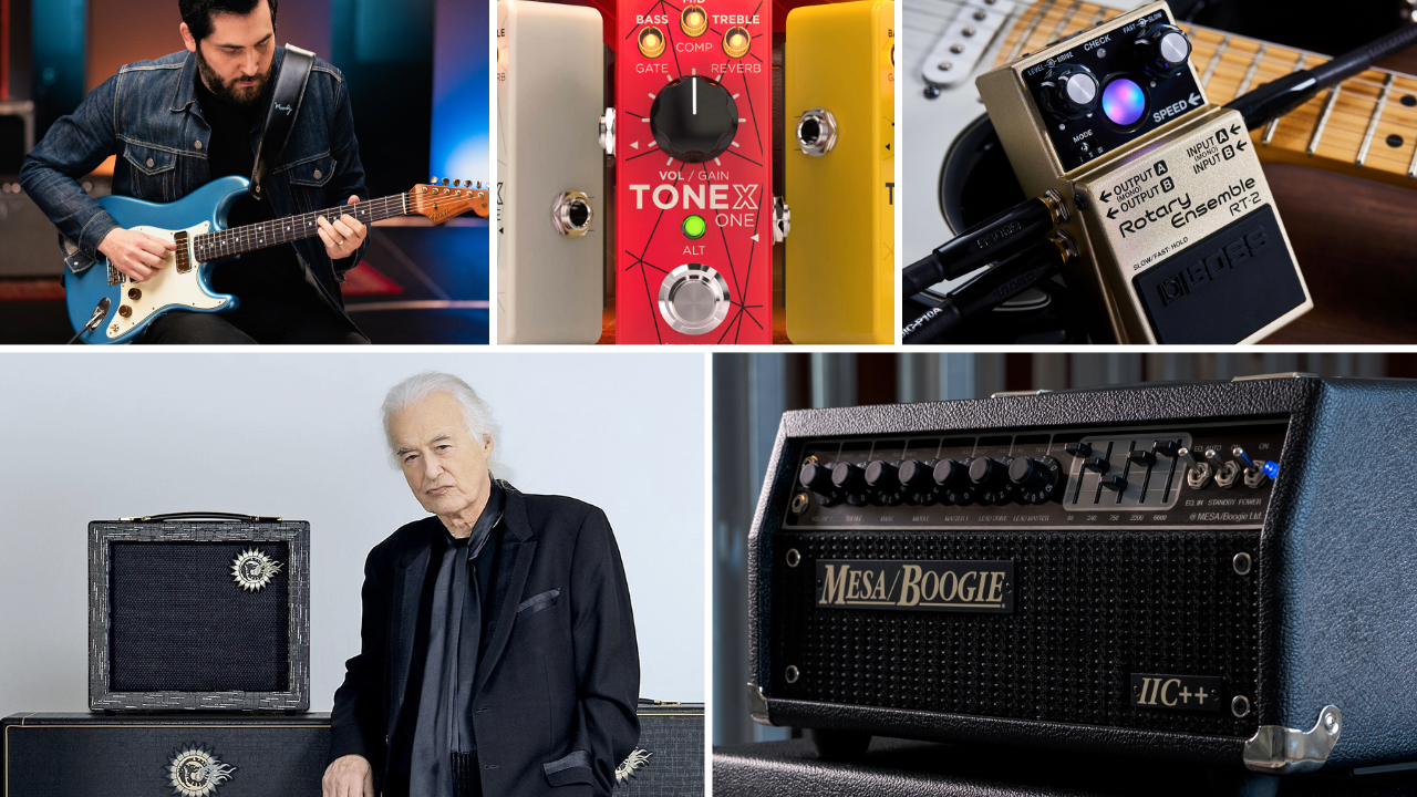 Fender Ariel Posen Stratocaster, IK Multimedia TONEX One Brown Sound, Boss RT-2, Jimmy Page Sundragon Nymph, Mesa/Boogie Mark IIC++