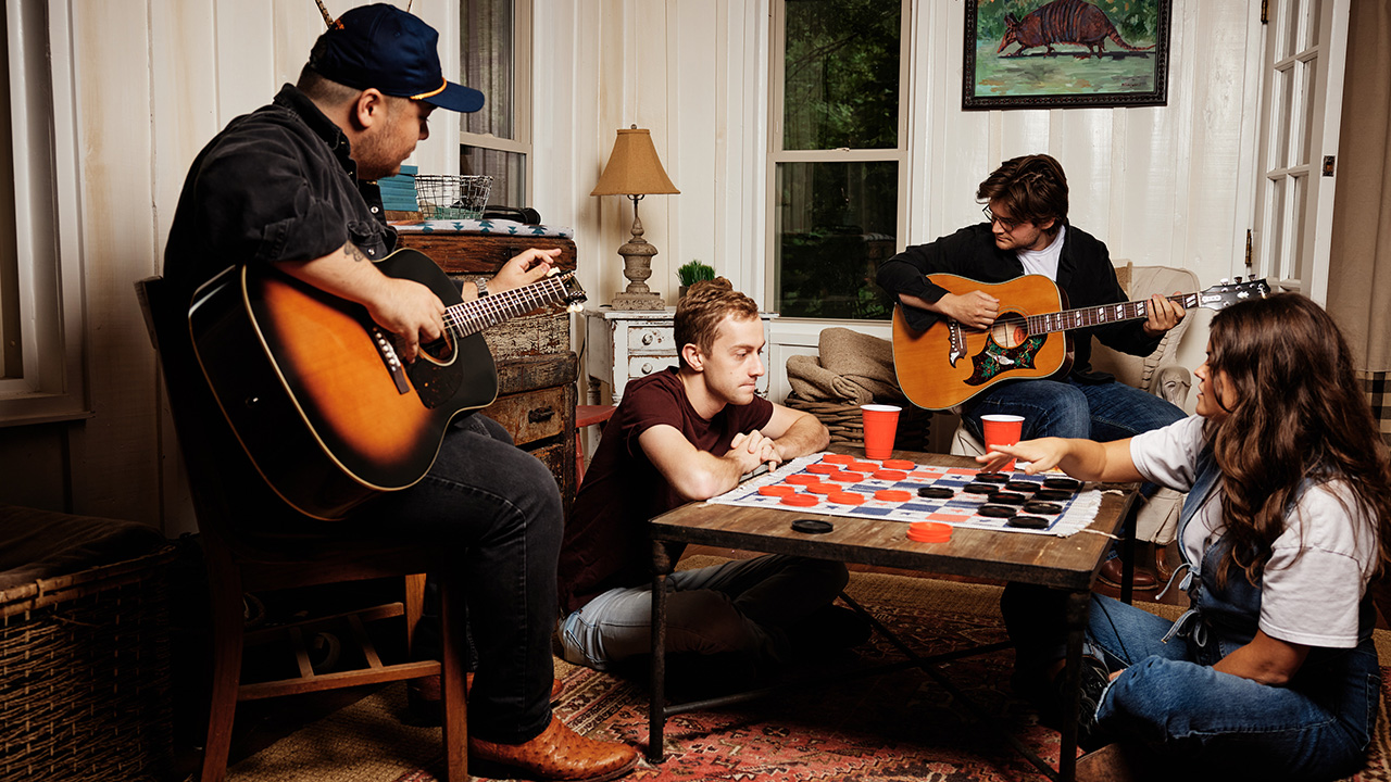 Epiphone Inspired by Gibson Custom Acoustic Collection (L-R): 1942 Banner J-45 and the 1963 Dove.