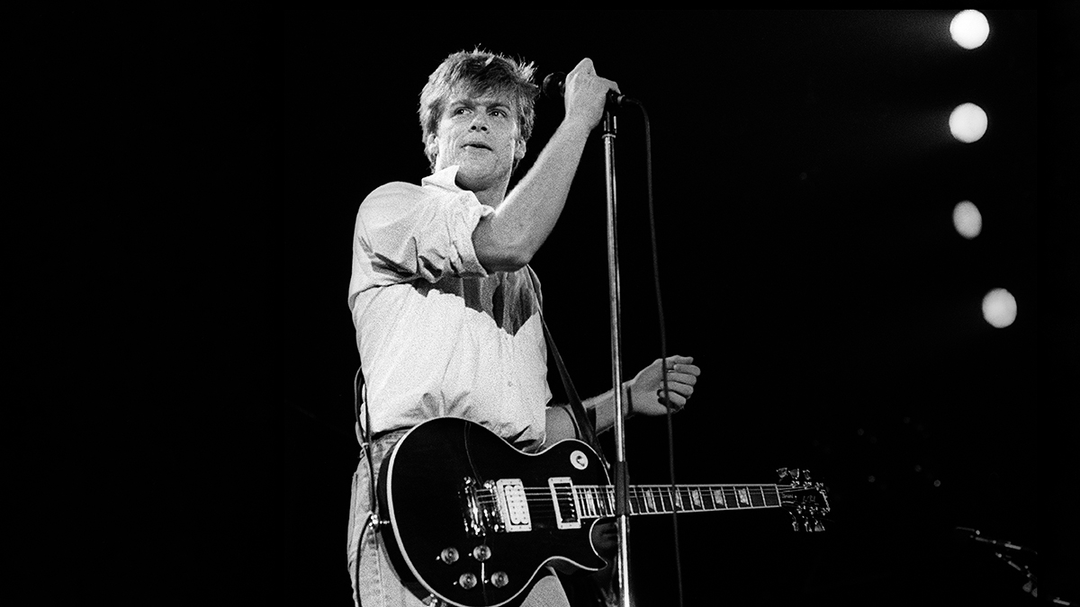 Bryan Adams performs live on stage as support act for Tina Turner, at Ahoy', Rotterdam, Netherlands, 8th April 1985